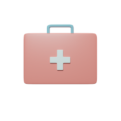 A pink first aid kit on a black background.