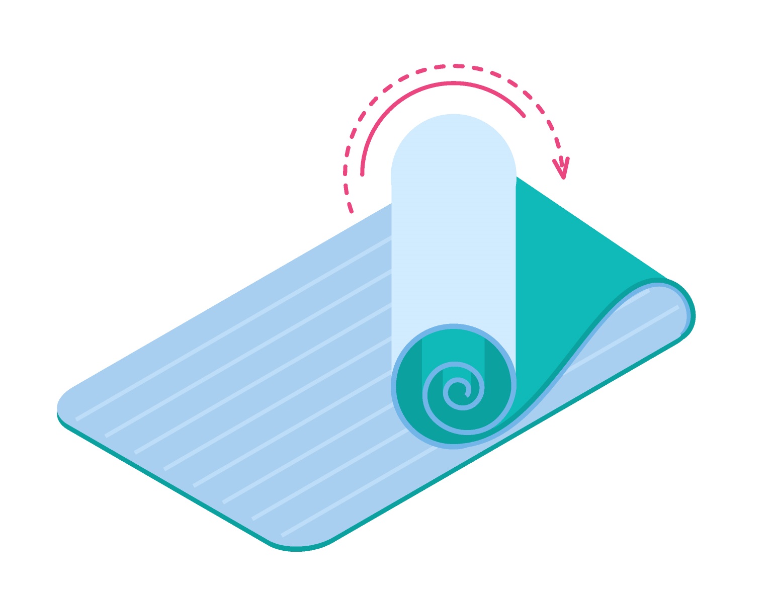 An isometric image of a roll of a towel.