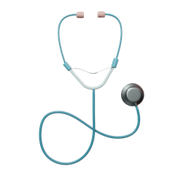 A blue stethoscope on a black background.