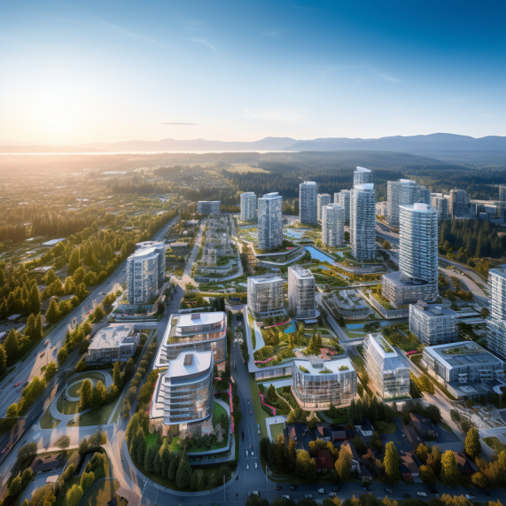 An aerial view of the city of vancouver.